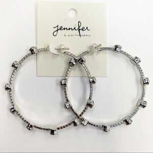 Platinum Jeweled Flexi-Hoop Earrings